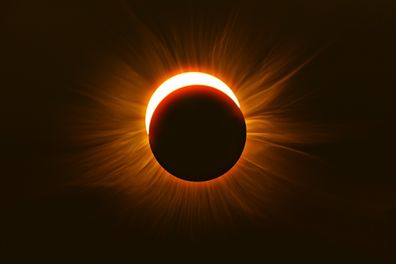 A solar eclipse viewed in Wisconsin USA on August 21, 2017.