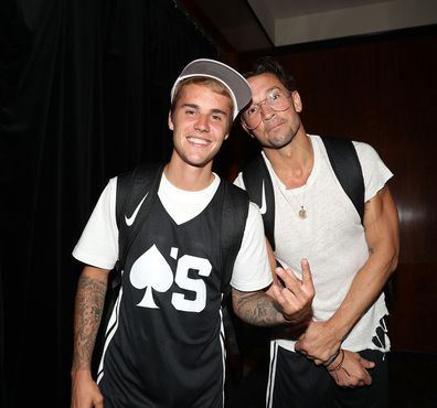 Justin Bieber and Carl Lentz at Madison Square Garden on August 13, 2017 in New York City.