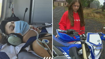 A Victorian teenager spent ten days in hospital with ruptured organs after she was thrown off her motorbike by a kangaroo.