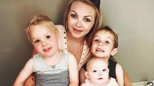 Ms Maurovic, with her three children Braxton 4, Brycen, 3, and 11-month-old Iylah. 