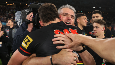 Ivan Cleary tears up in the celebrations