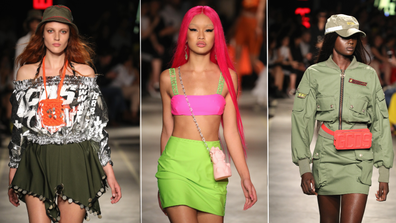 Models with three breasts walk at Milan Fashion Week