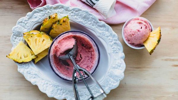 Pineapple and strawberry ice cream