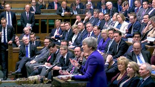 UK Prime Minister Theresa May addresses the UK parliament.