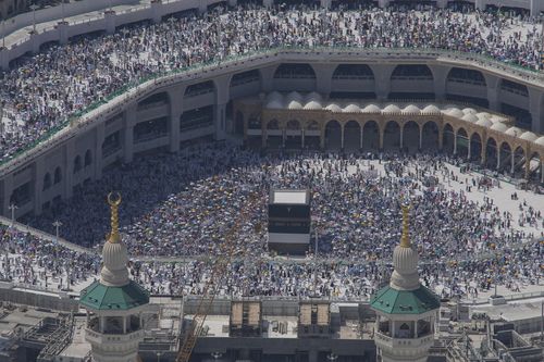 The Grand Mosque, during the annual Hajj pilgrimage in Mecca, Saudi Arabia