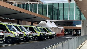 Ambulances at Sunshine Hospital, Melbourne.
