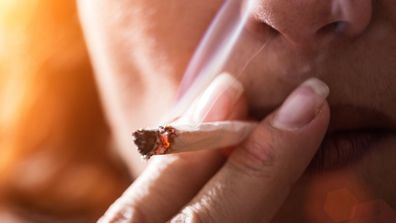 Woman smoking cigarette