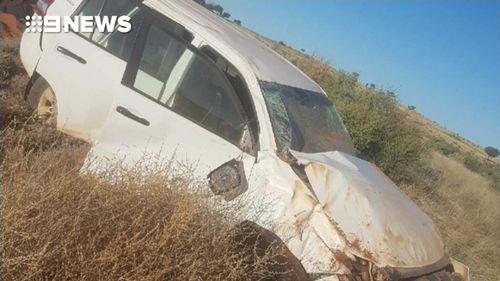 Mr Mason crashed his hire car after nearly hitting wild camels. (9NEWS)