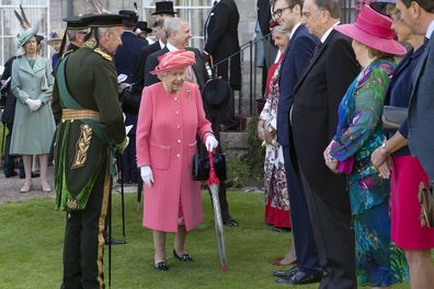 Queen Elizabeth II hosts a garden party at The Palace Of Holyroodhouse on July 3, 2019 in Edinburgh, Scotland 