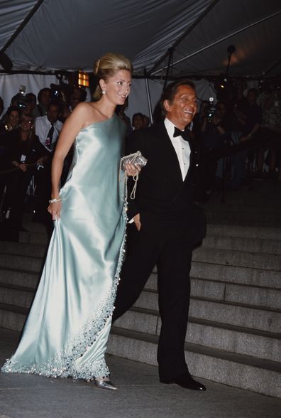 Marie-Chantal, Crown Princess of Greece, attends the Met Costume Institute Benefit Gala with Italian fashion designer Valentino Garavani, New York City, USA, 2001. (Photo by Rose Hartman/Archive Photos/Getty Images)