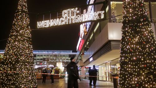 Police are guarding the scene at the Berlin Christmas market. (AAP)