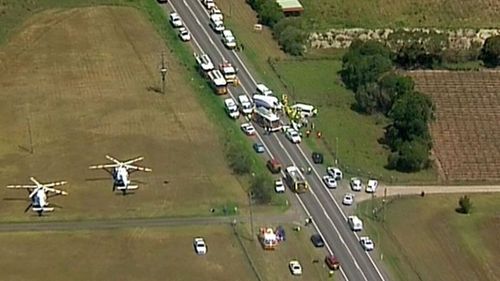 The head-on crash took place at Mamre Road at Kemps Creek yesterday. (9NEWS)