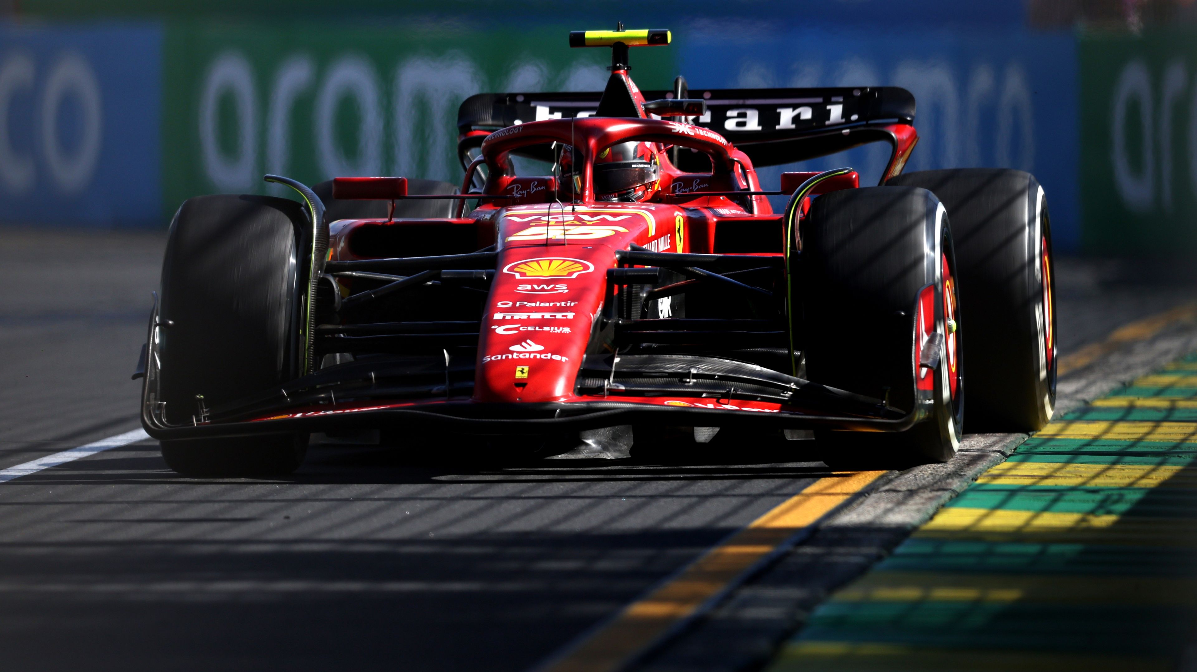 Carlos Sainz of Spain driving the Ferrari at Albert Park.