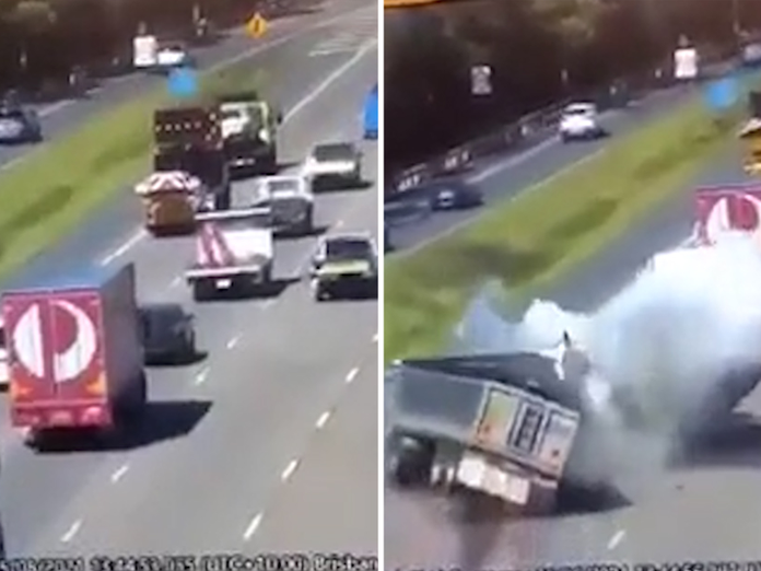 New Video Shows Moment Two Trucks Collide On Motorway Gold Coast News