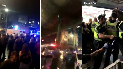 Footage of the brawl shows police trying to break up crowds. (Supplied)