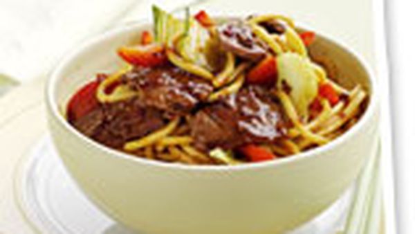 Chilli beef and bok choy noodles