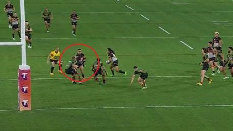 Penrith was penalised for obstruction and denied a try.