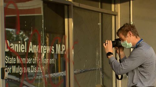 Police are investigating the vandalism and Andrews' Melbourne office.