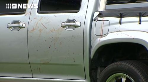 The attack left blood spattered all over the car. (9NEWS)