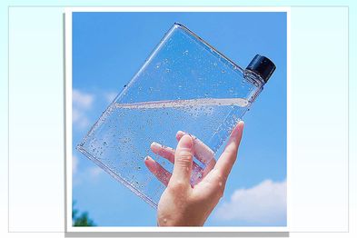 9PR: Gelible Clear Reusable Slim Flat Water Bottle, 420mL, Transparent 