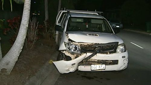 The ute was damaged in the rampage. Picture: 9NEWS