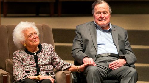 George Bush and his wife Barbra in March, just before she died. He passed away aged 94.