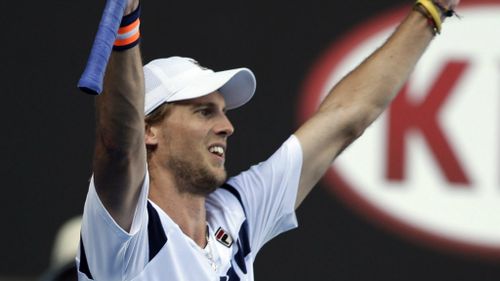 Seppi celebrates his win. (AAP)