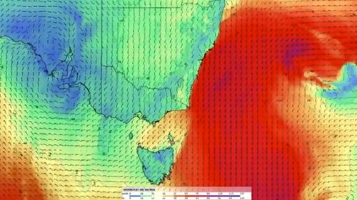 A deep low pressure system over the southern Tasman Sea, in combination with a high over southeast Australia, is generating a large and powerful southerly swell 