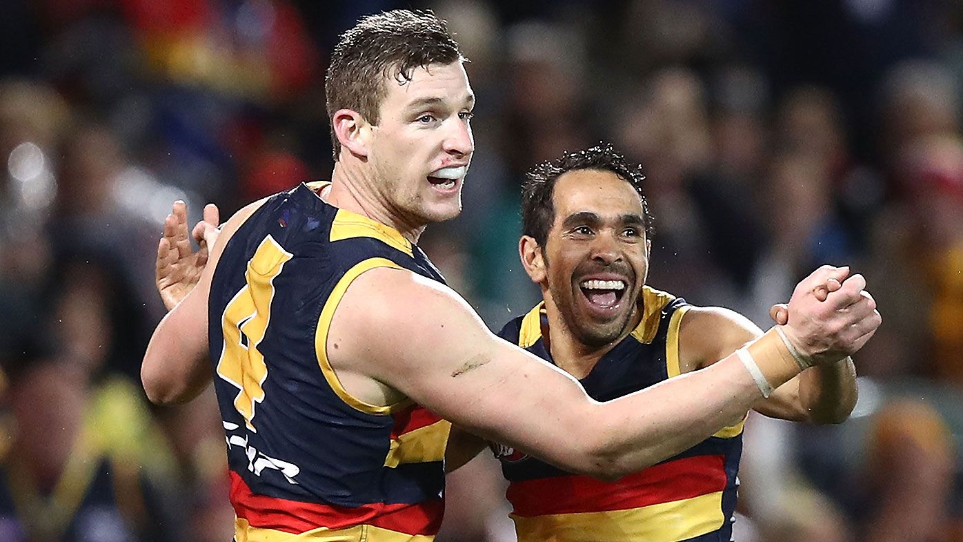 Josh Jenkins and Eddie Betts pictured while playing for Adelaide Crows