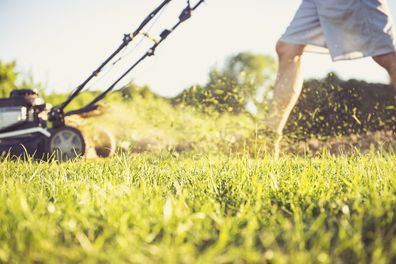 Man mowing lawn