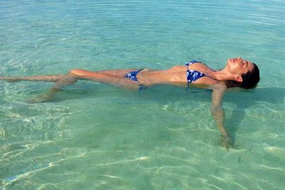 Supermodel overboard! False alarm ... just Miranda Kerr floating in a mystery beach location.<br/><br/>Image: Instagram/Miranda Kerr