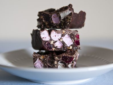 Homemade rocky road on a plate.