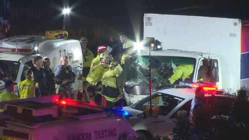 A truck driver has allegedly taken the authorities on a lengthy pursuit before ramming into five police vehicles in ﻿Greater Western Sydney. 