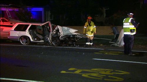The man lost control of his car and crashed into a power pole. (9NEWS)