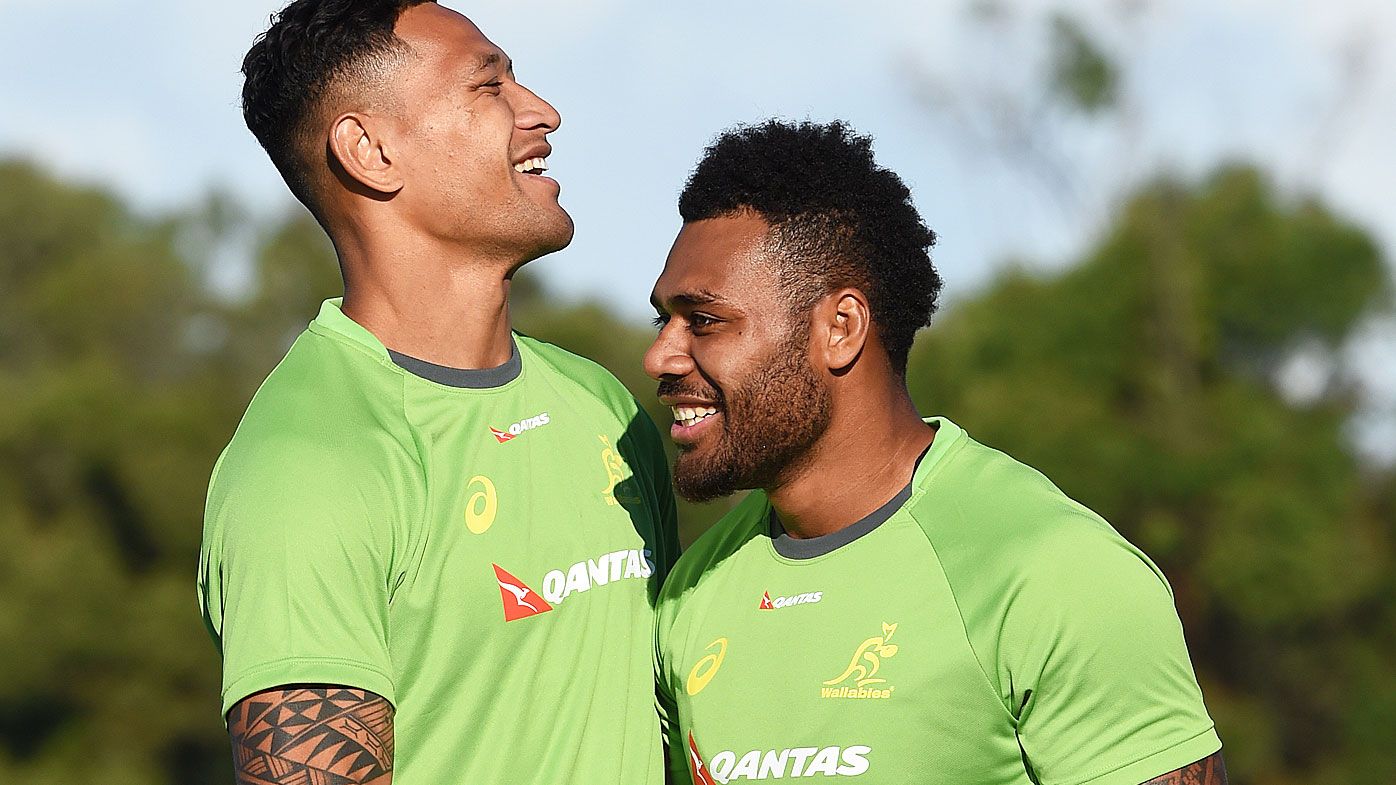 Folau and Kerevi in Wallabies camp in 2016