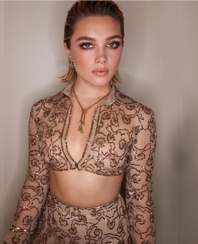 Florence Pugh stuns in sheer Valentino gown.