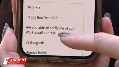 Kia said she received a message that was addressed from Thomas Hofer.