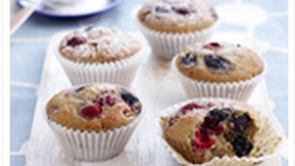 Blueberry and raspberry muffins