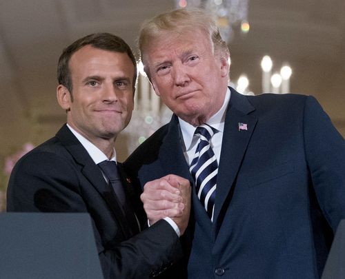 Presidents Donald Trump and Emmanuel Macron have bonded over their nation's efforts in the Middle East. (AAP)