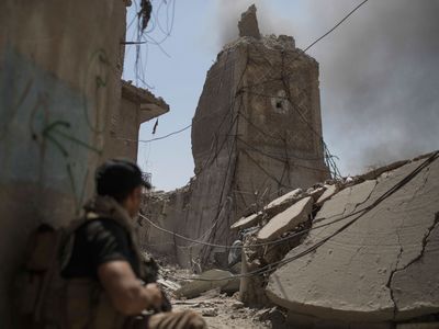 <p>The mosque was&nbsp;blown up by ISIS&nbsp;last month as Iraqi forces advanced towards the old city. (AFP)</p>