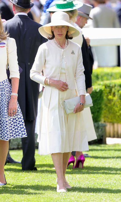 Lady Sarah Chatto arrives in the parade ring during Royal Ascot 2022 at Ascot Racecourse on June 16, 2022 in Ascot, England. 