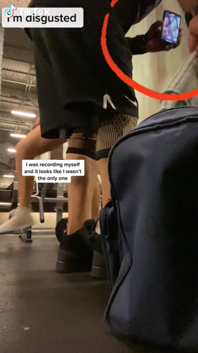 Woman shares shocking video of 'creepy' man filming her while in the gym.