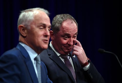 Prime Minister Malcolm Turnbull and deputy Barnaby Joyce speak to reporters last week. (AAP)