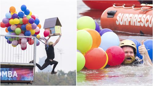 Un éventail de personnages colorés se sont rendus sur la rivière Yarra pour montrer leurs talents de pilote lors du Birdman Rally du Moomba Festival.