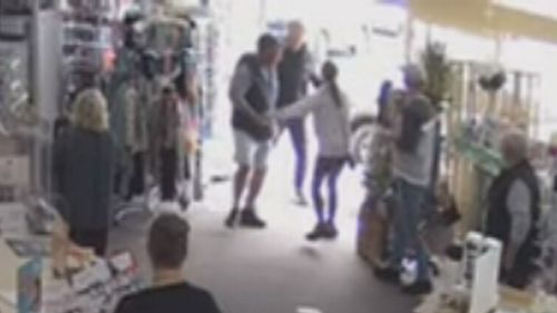 CCTV footage shows the moment a man allegedly attacked customers in the store, before he was arrested by police.﻿