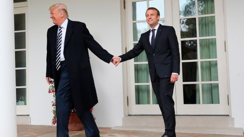 President Trump spoke of the strong friendship between the United States and France (AP)  