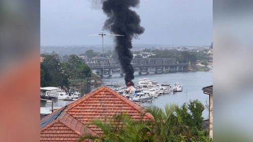 Tom Uglys Bridge boat fire.