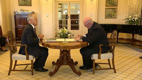 Turnbull's swearing in ceremony as Prime Minister was brief. (9NEWS)