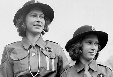 Elizabeth II and Princess Margaret as Girl Guides (Getty)