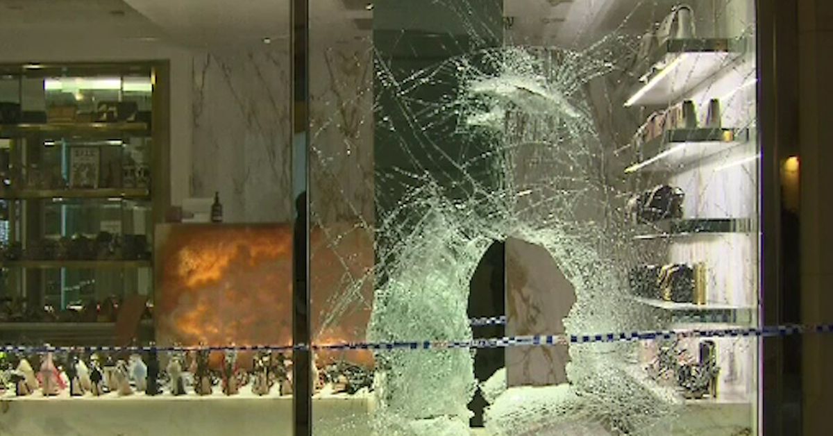 Allegedly stolen car smashes into Louis Vuitton store